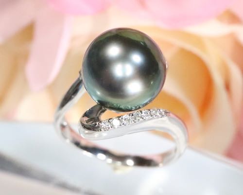 白蝶 パール 真珠 ダイヤモンド Pt900 ダイヤ リング 指輪 プラチナ